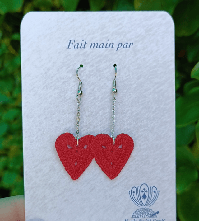Boucles d’oreilles CARMEN  en Micro crochet - Rouge Carmin