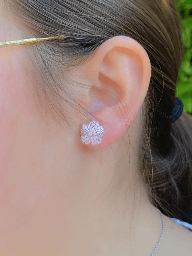 Puces d'oreilles SYDNEY en Micro-Crochet - Fait Main - Bouton de Rose