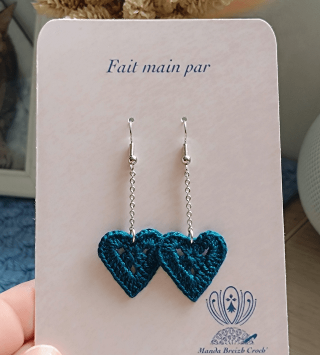 Boucles d’oreilles CARMEN en Micro crochet - Vert canard