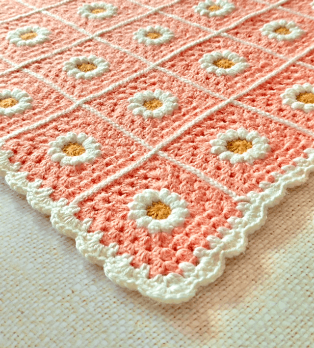 Couverture de Naissance Daisy - en Crochet - Pamplemousse