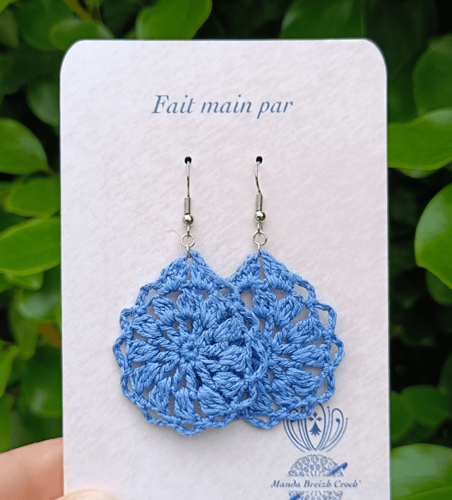 Boucles d’oreilles LUNA en Micro-Crochet - Ciel 