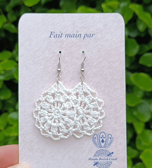 Boucles d’oreilles LUNA en Micro-Crochet - Blanc