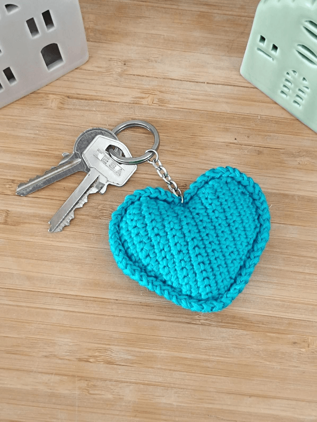 Porte-clés LOVE en crochet - Turquoise 