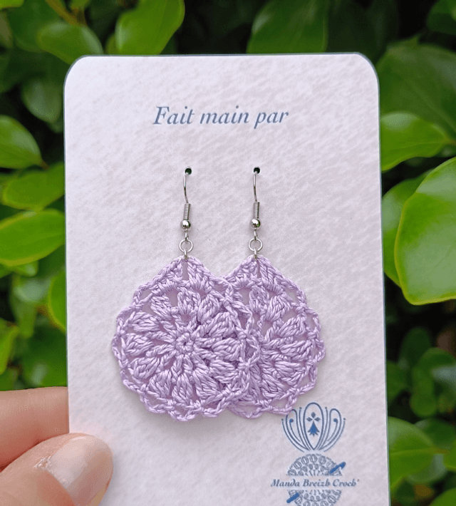 Boucles d’oreilles LUNA en  Micro-Crochet - Parme