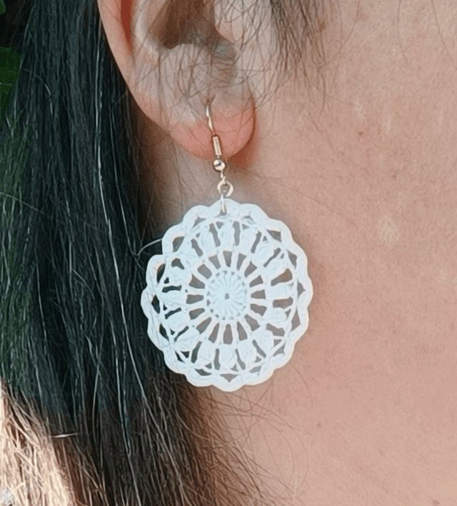 Boucles d&#039;oreilles MANDY en Micro-Crochet - Blanc 