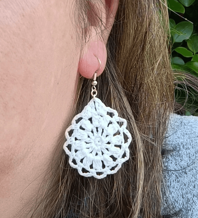Boucles d’oreilles LUNA en Micro-Crochet - Blanc