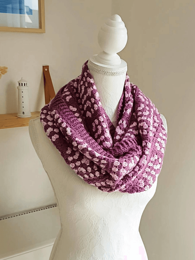 Écharpe Infinie GRANNY PURPLE en Crochet - Fait Main 