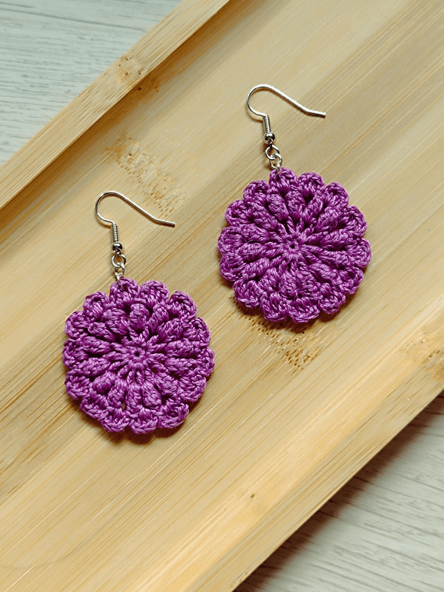 Boucles d&#039;oreilles HORTENSE en Micro-Crochet - Parme